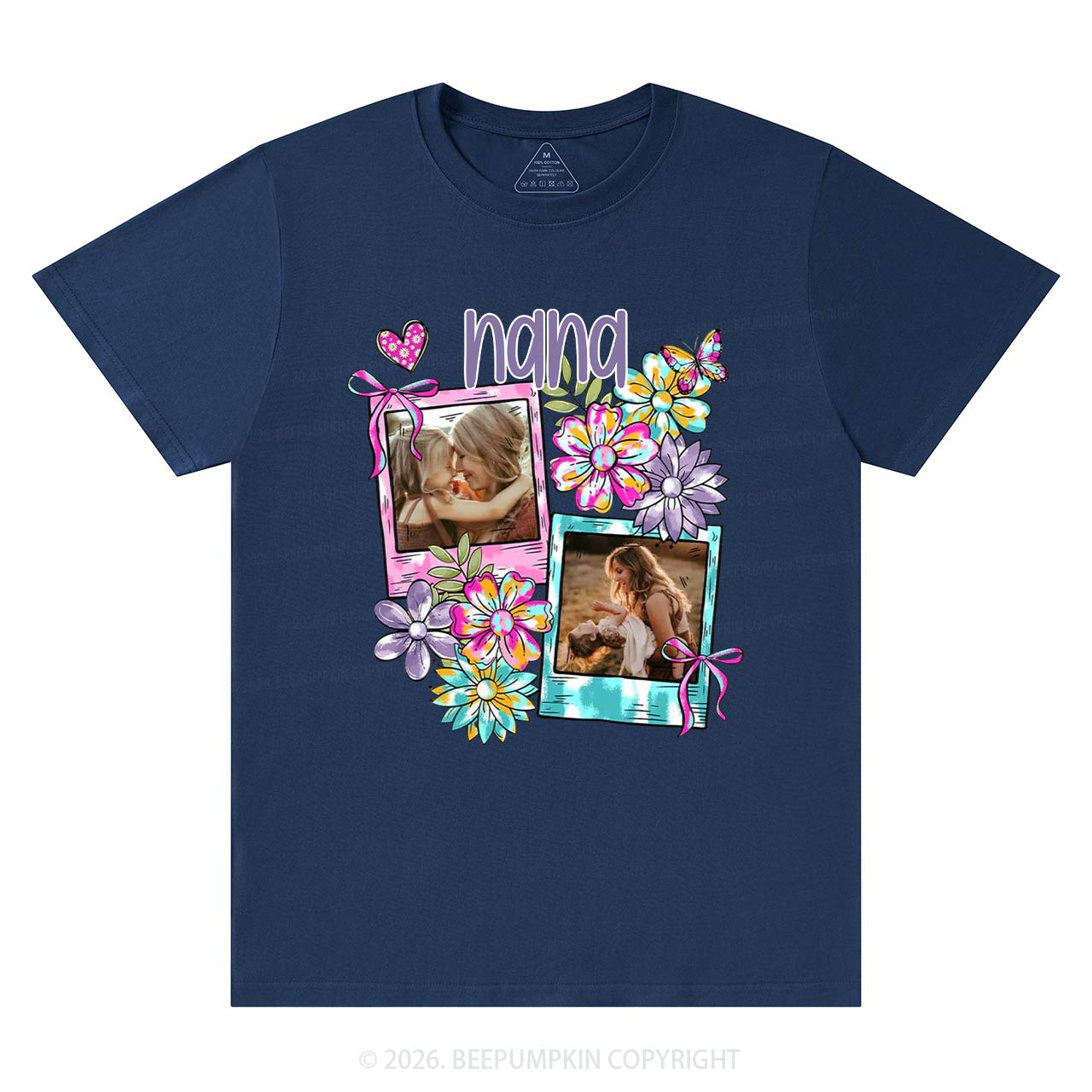 Personalized Floral Coquette Bow Photo T-Shirt For Mom