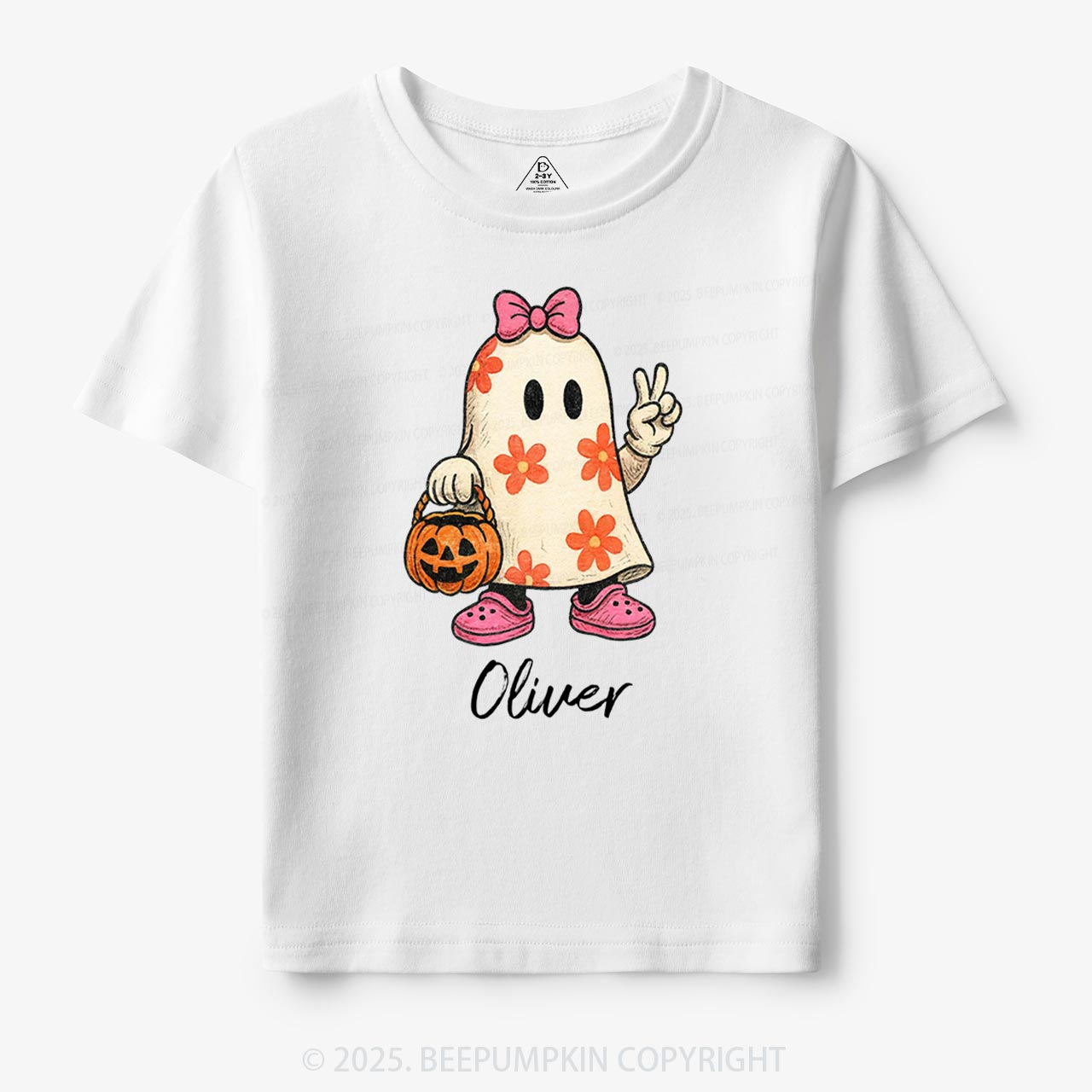 Personalized Halloween Cute Ghost and Pumpkin Toddler&Kid's Tees Beepumpkin
