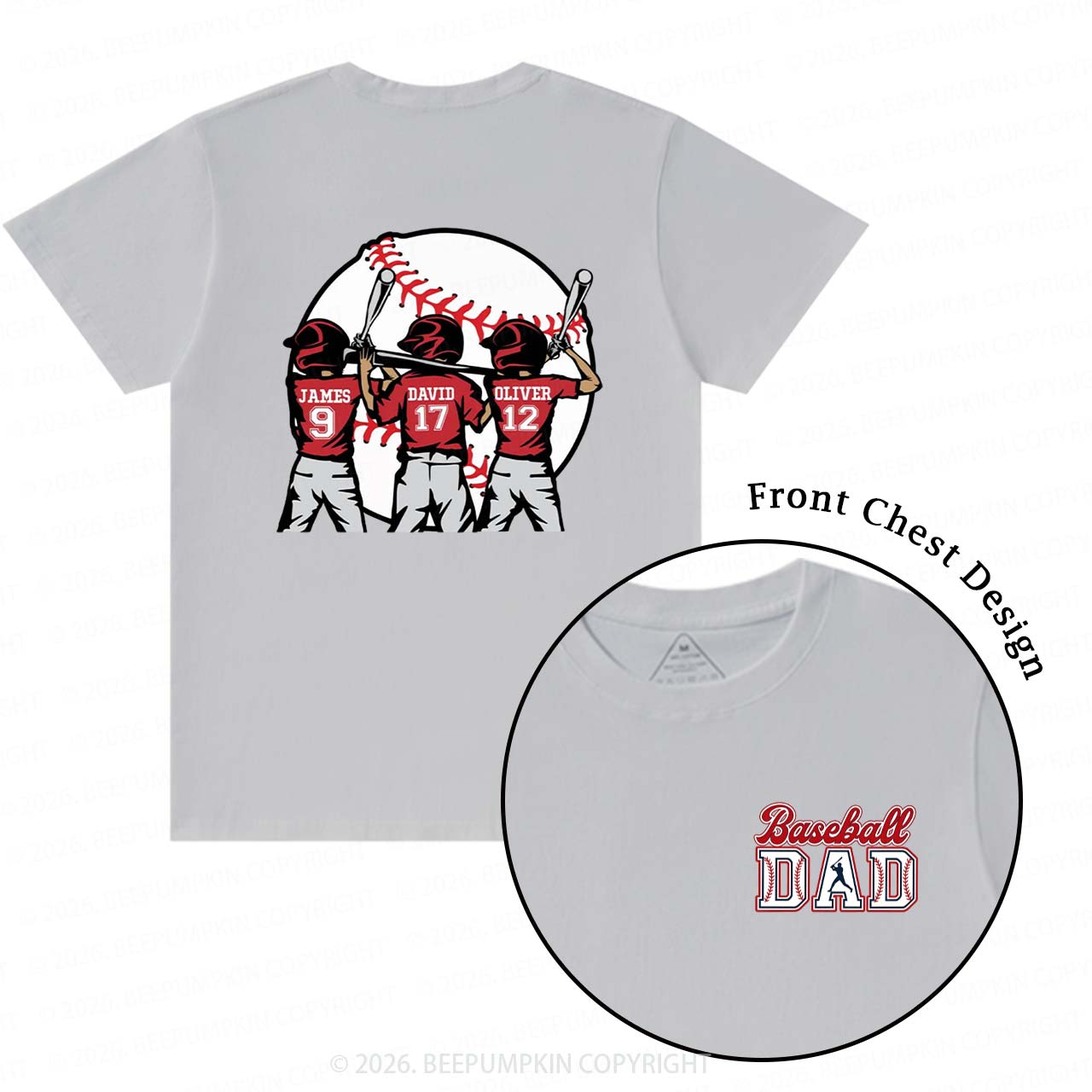 Personalized Baseball Dad Team T-Shirts