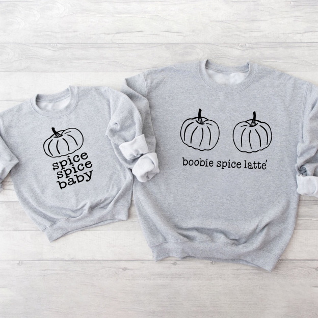 Boobie Spice Latte Spice Baby Mom&Me Matching Swetshirt