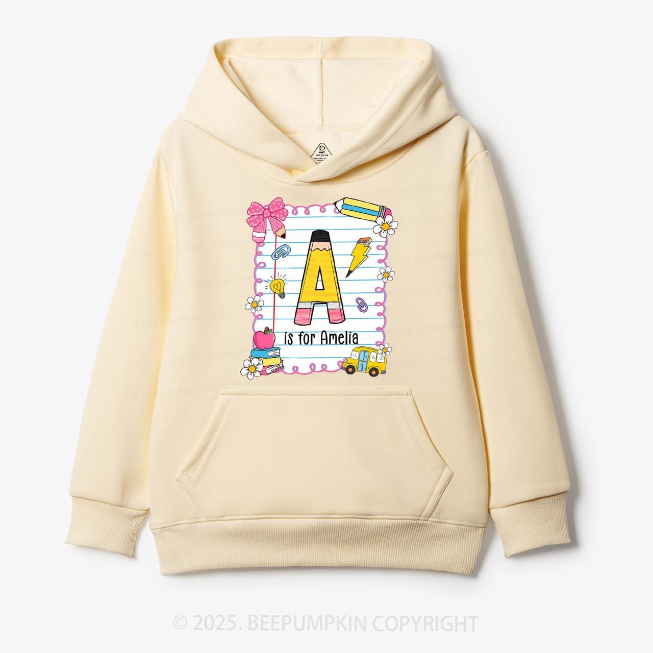 Personalized Alphabet Pencil Name Kid's Hoodies Beepumpkin