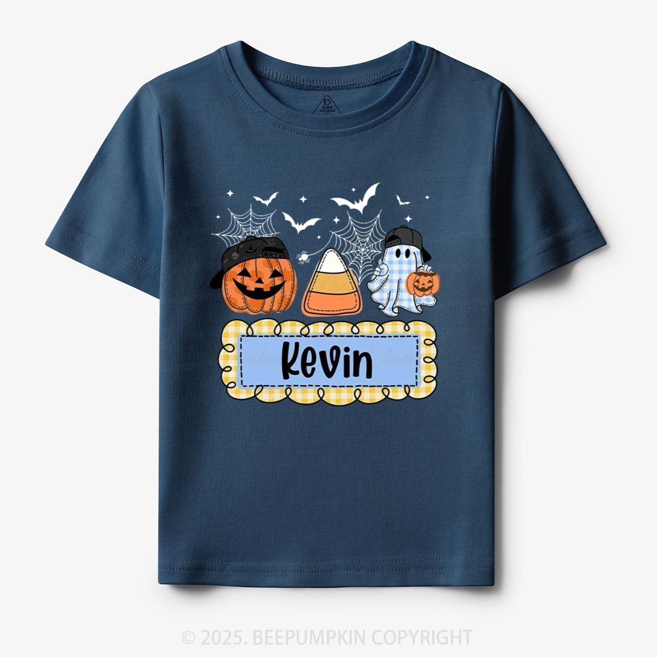 Personalized Halloween Pumpkin and Ghost with Bow Ball Cap Toddler&Kid's Tees Beepumpkin