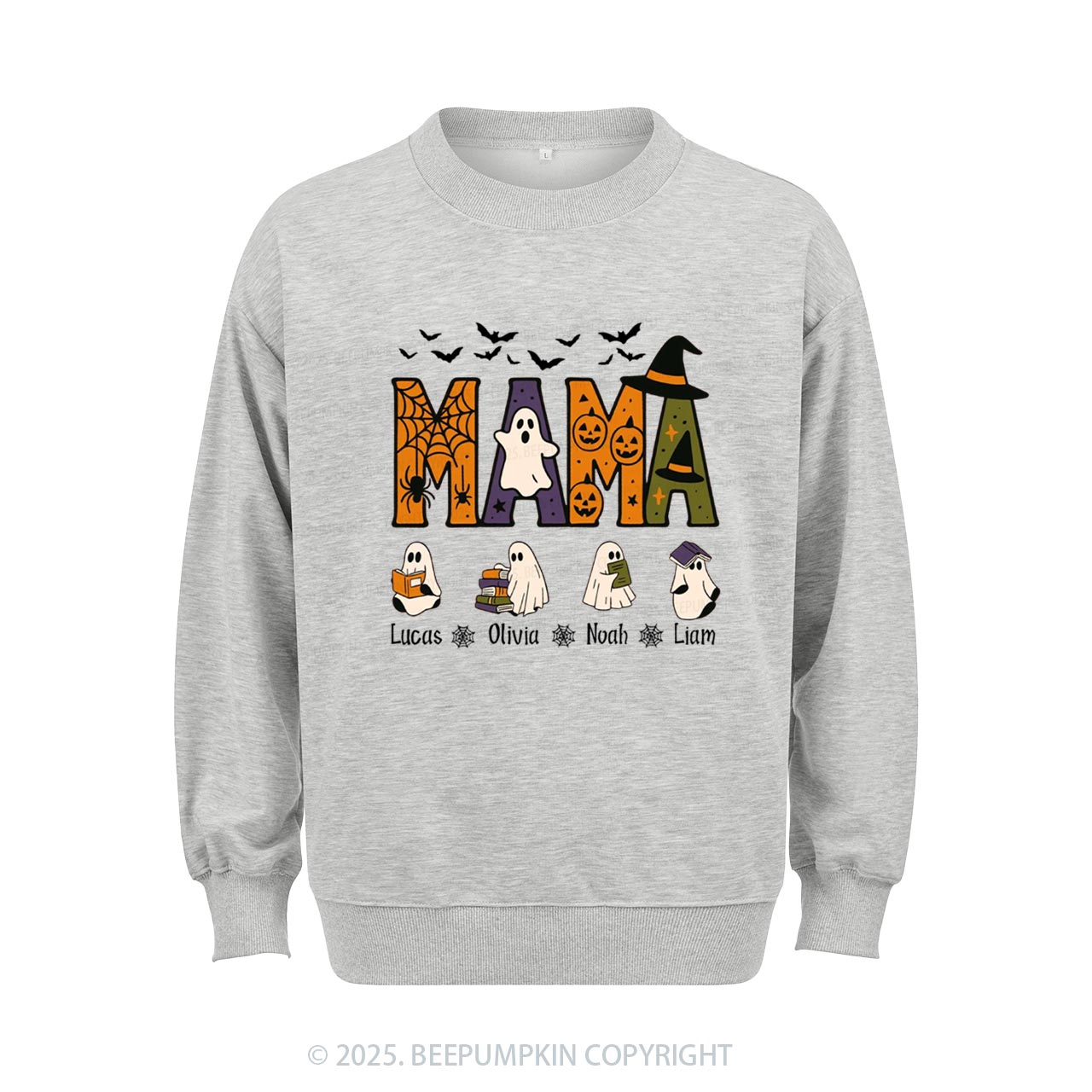 Personalized Mimi And Little Ghost Halloween Sweatshirt Beepumpkin