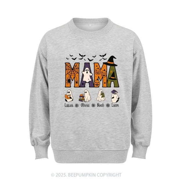 Personalized Mimi And Little Ghost Halloween Sweatshirt Beepumpkin