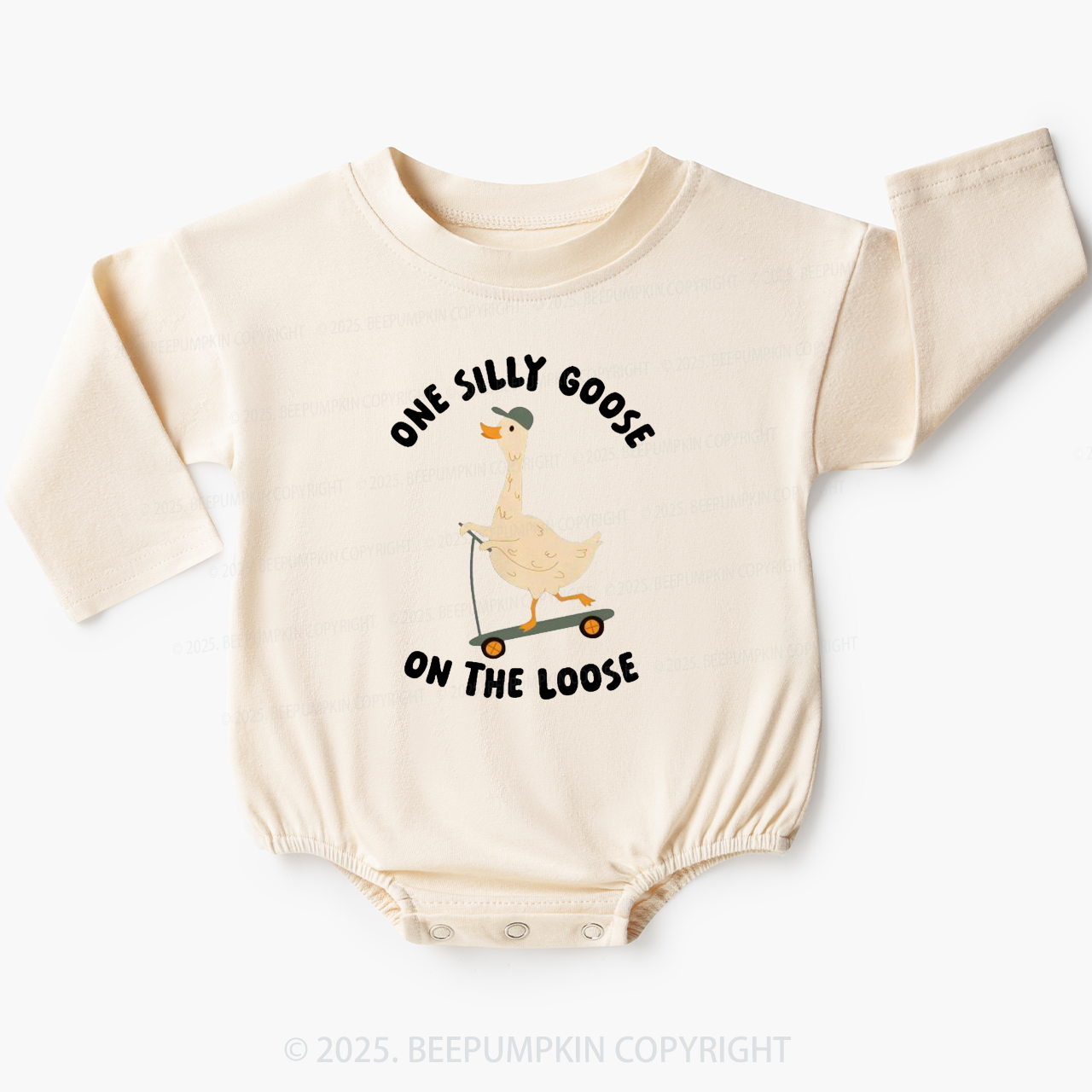 One Silly Goose On The Loose Baby Bubble Romper Beepumpkin
