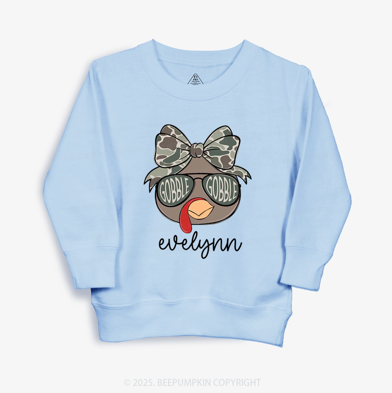 Personalized Boys/Girl Turkey Camo Thanksgiving Kid's Sweatshirt