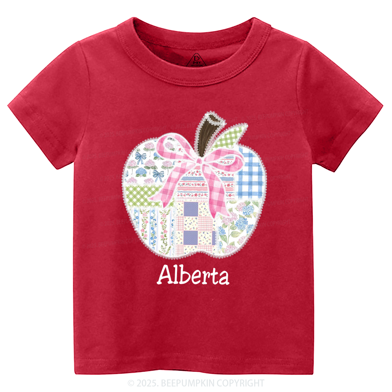 Personalized Lace Apple Name Toddler&Kid's Tees Beepumpkin