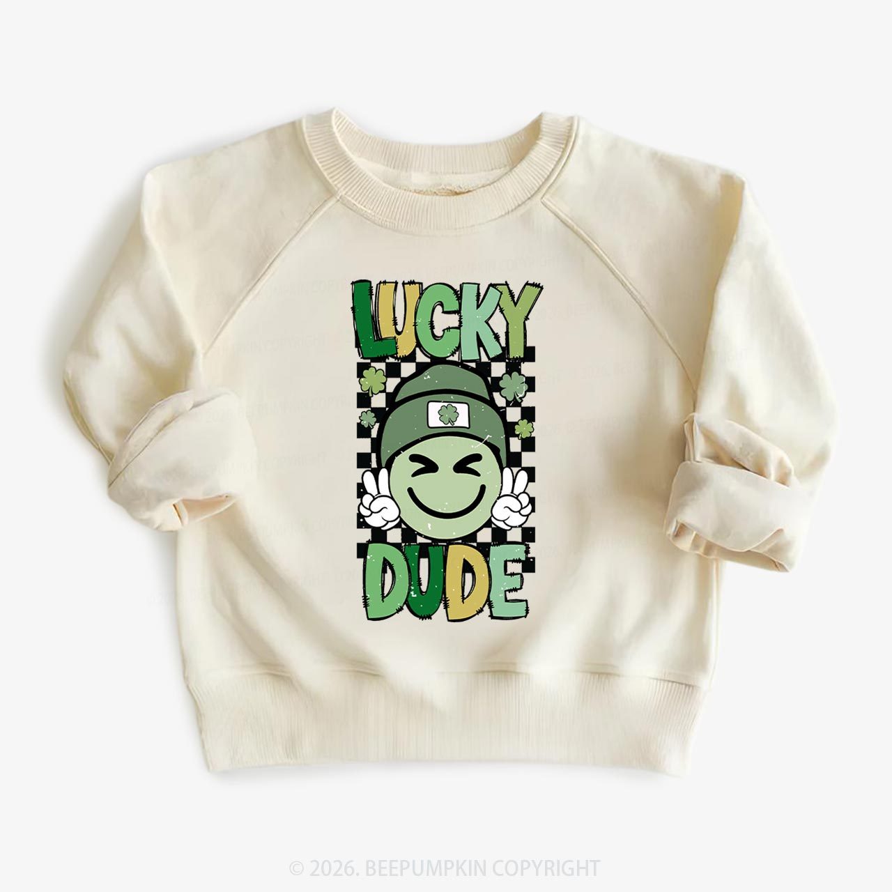 Retro Lucky Dude St.Patricks Day Kids Sweatshirt