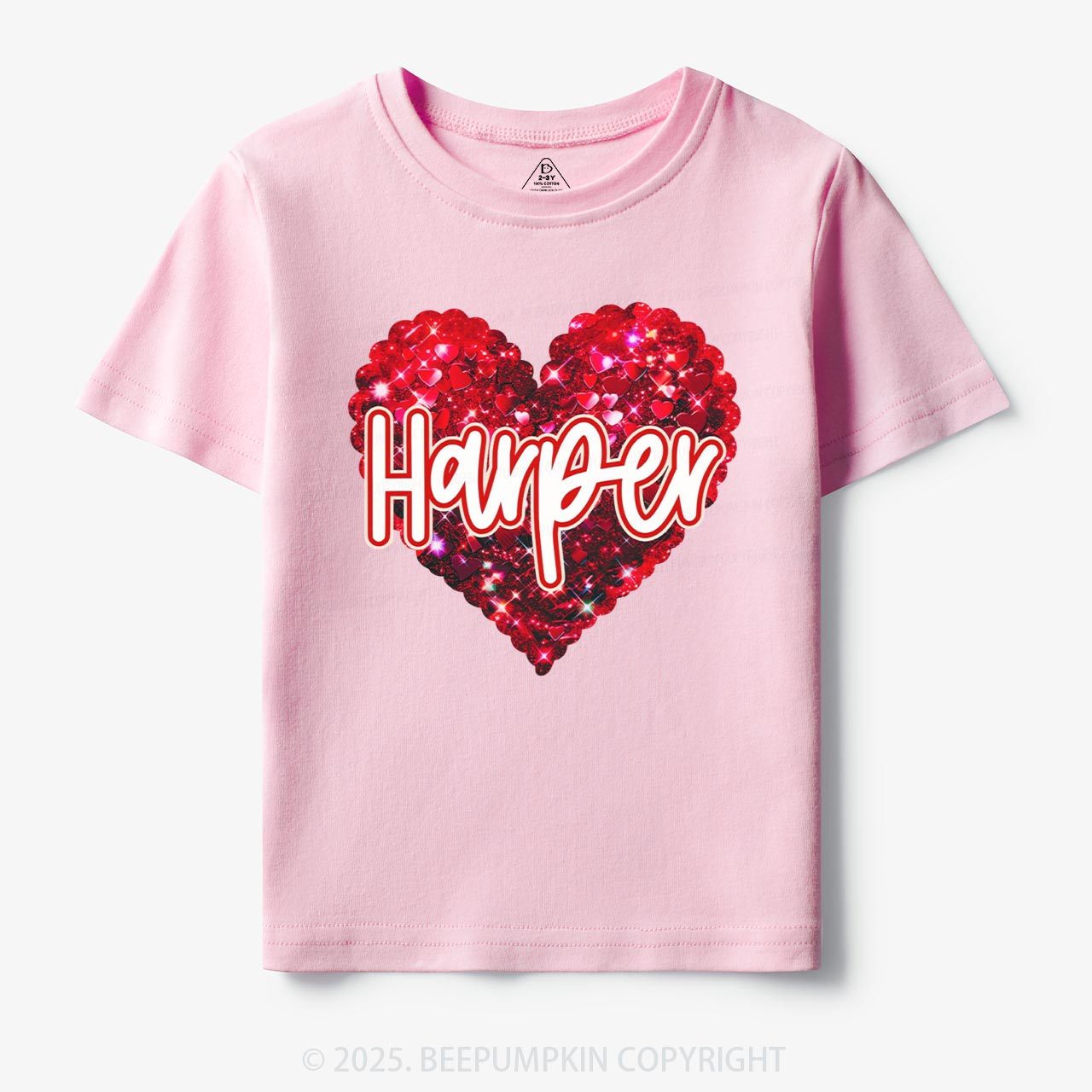 Personalized Sparkling Heart Name Toddler&Kid's Tees Beepumpkin