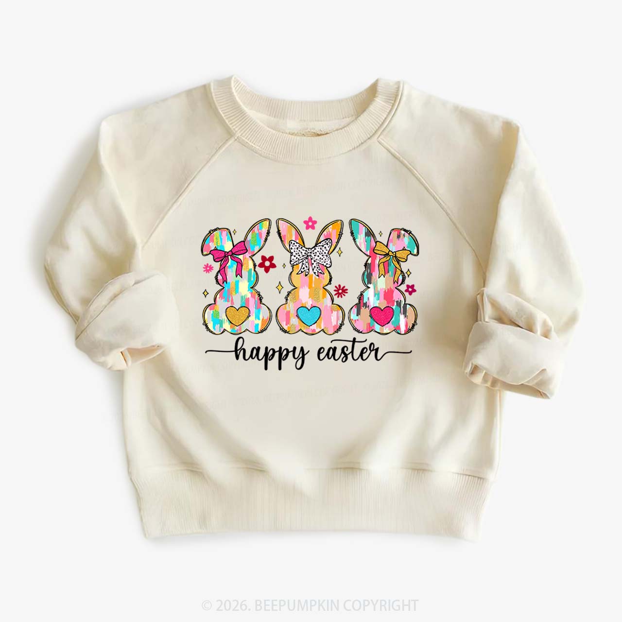Pastel Brush Happy Bunnies Kid's Sweatshirt