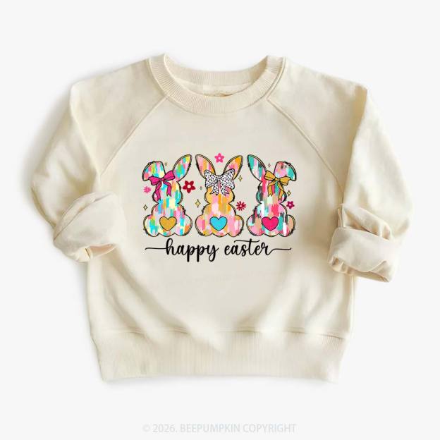 Pastel Brush Happy Bunnies Kid's Sweatshirt