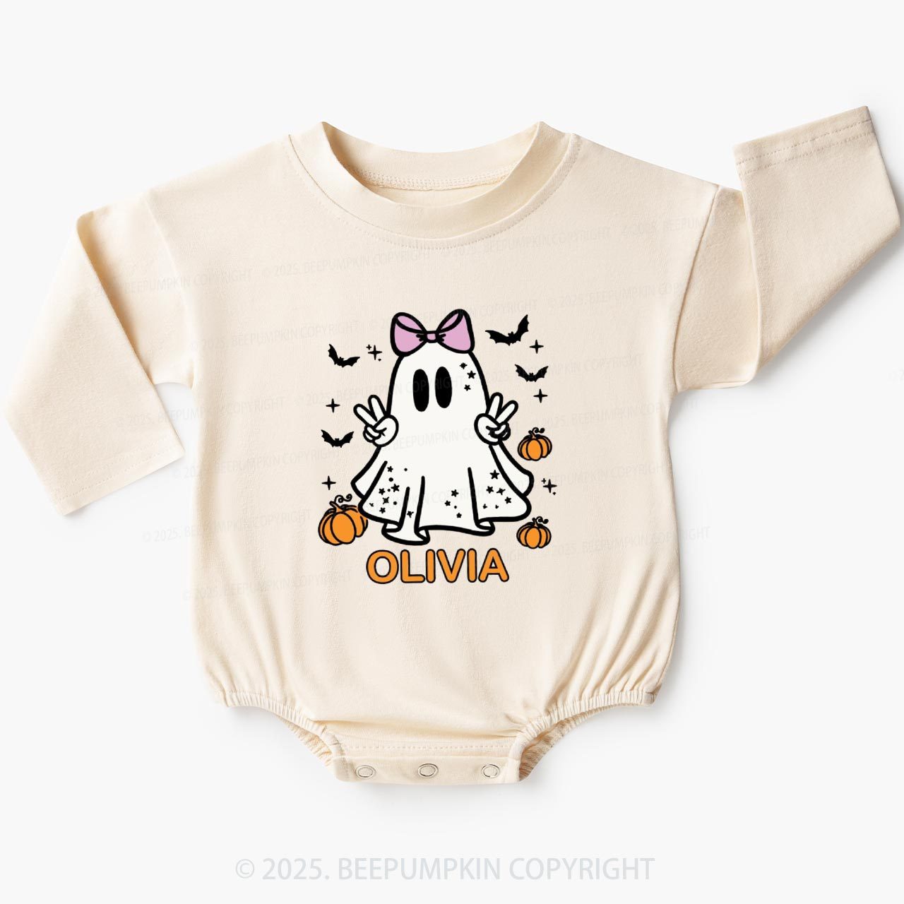 Personalized Halloween Boy Ghost Baby Bubble Romper Beepumpkin