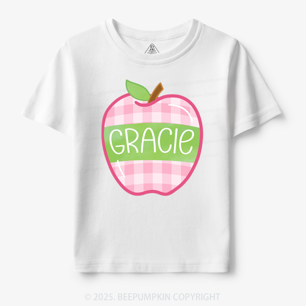 Personalized Plaid Apple Series Toddler&Kid's Tees Beepumpkin