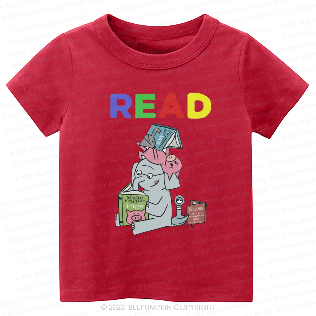 Reading With Friends Piggie Elephant Kids Shirt