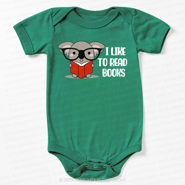 I Like To Read Books Elephant Bodysuit For Baby