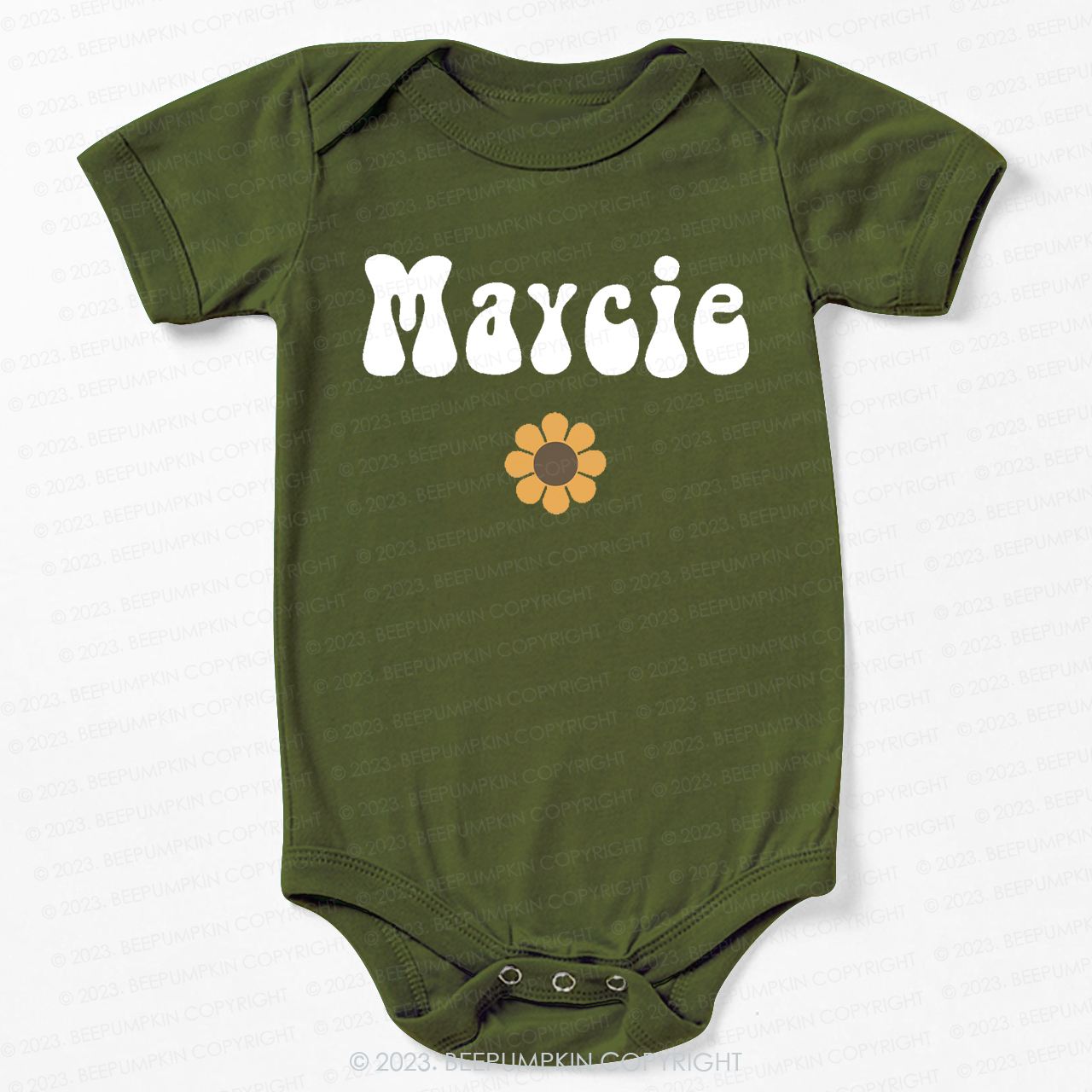 Retro Yellow Flower Natural Bodysuit For Baby