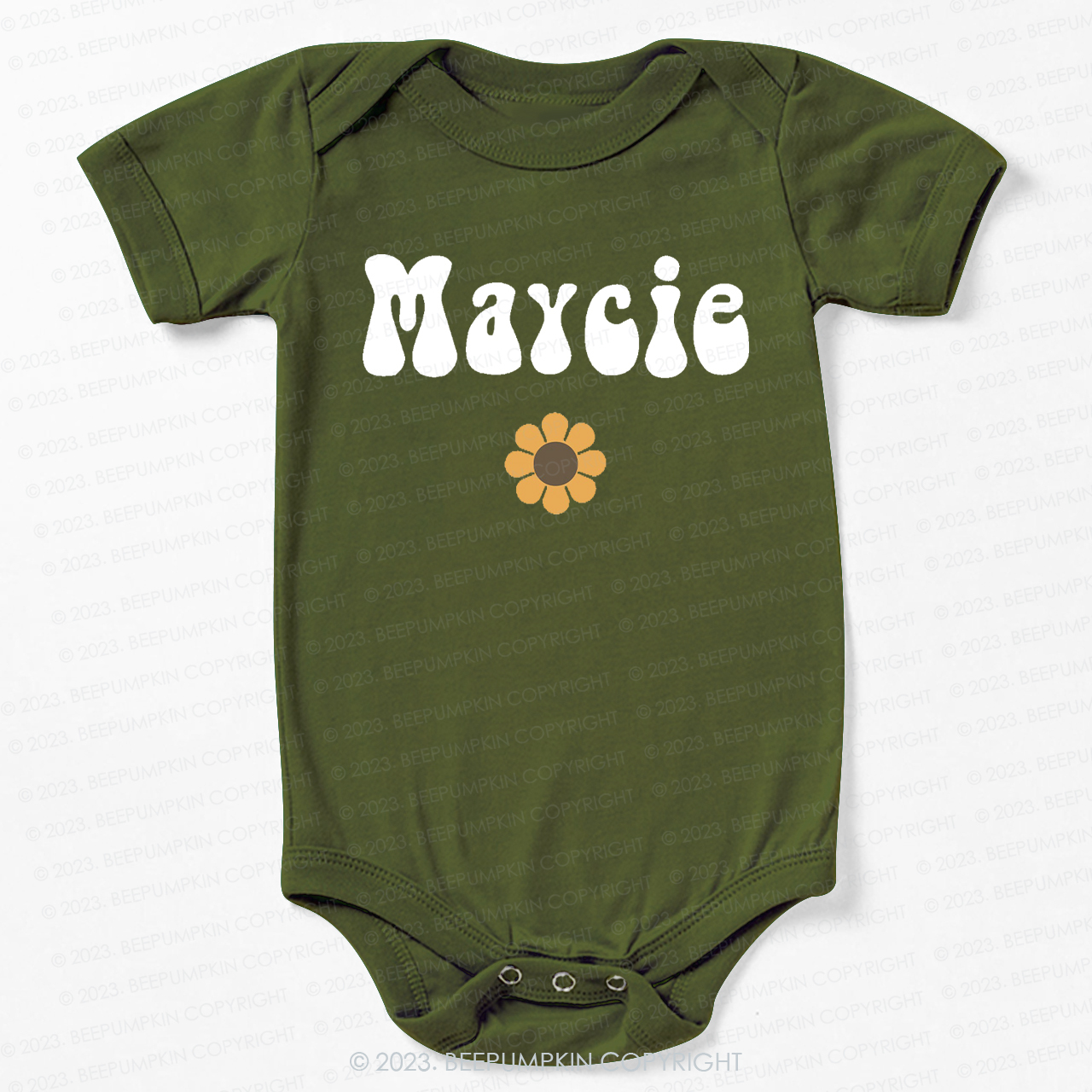 Retro Yellow Flower Natural Bodysuit For Baby