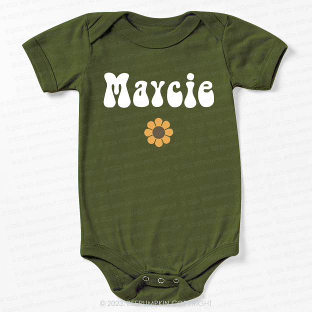 Retro Yellow Flower Natural Bodysuit For Baby