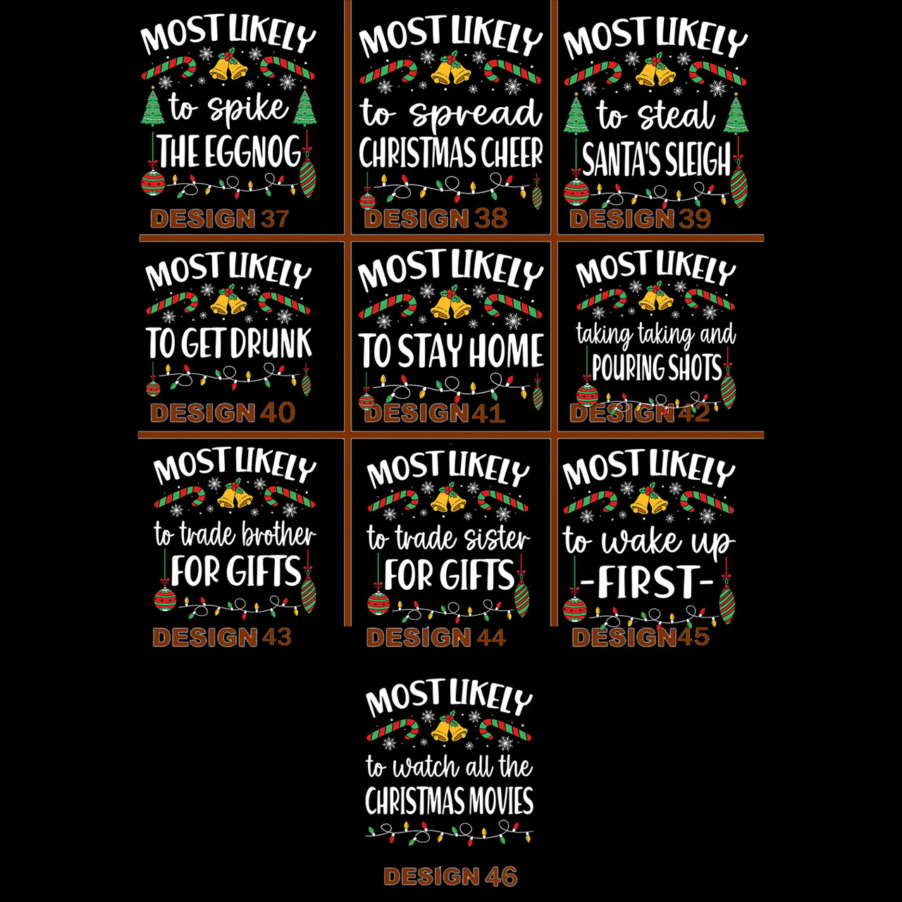 46 Quotes Most Likely Christmas Funny Holiday Matching Shirts