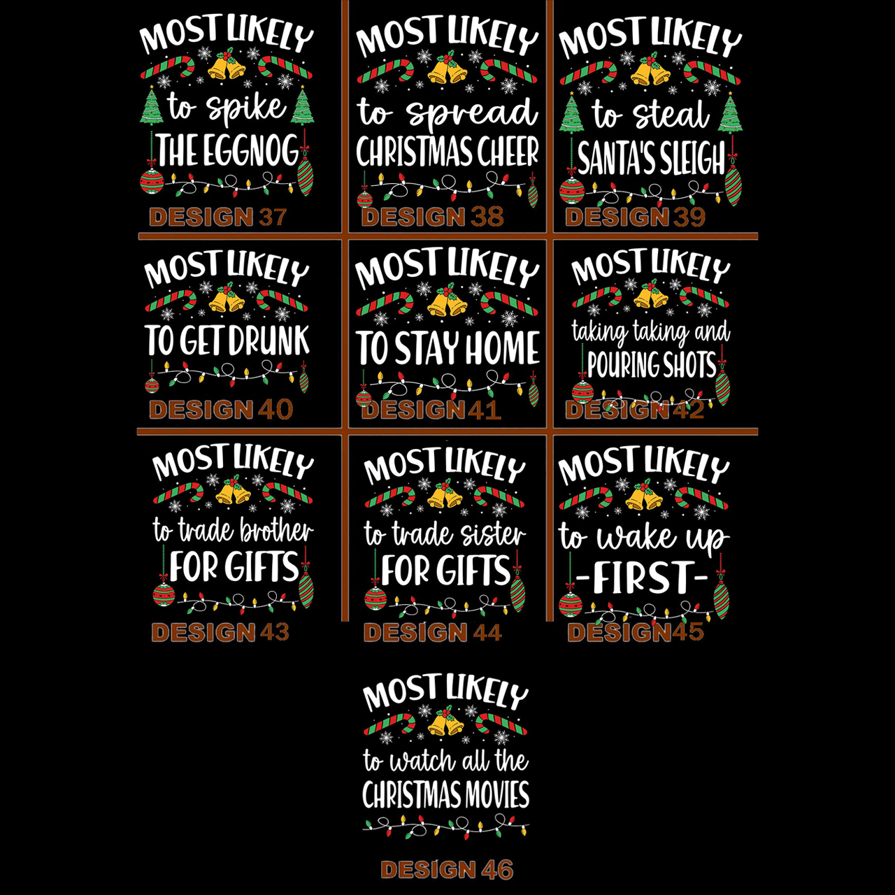 46 Quotes Most Likely Christmas Funny Holiday Matching Shirts