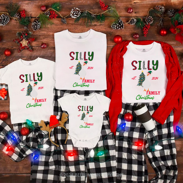 Personalized Funny Silly Goose Christmas Family Matching T-Shirts 