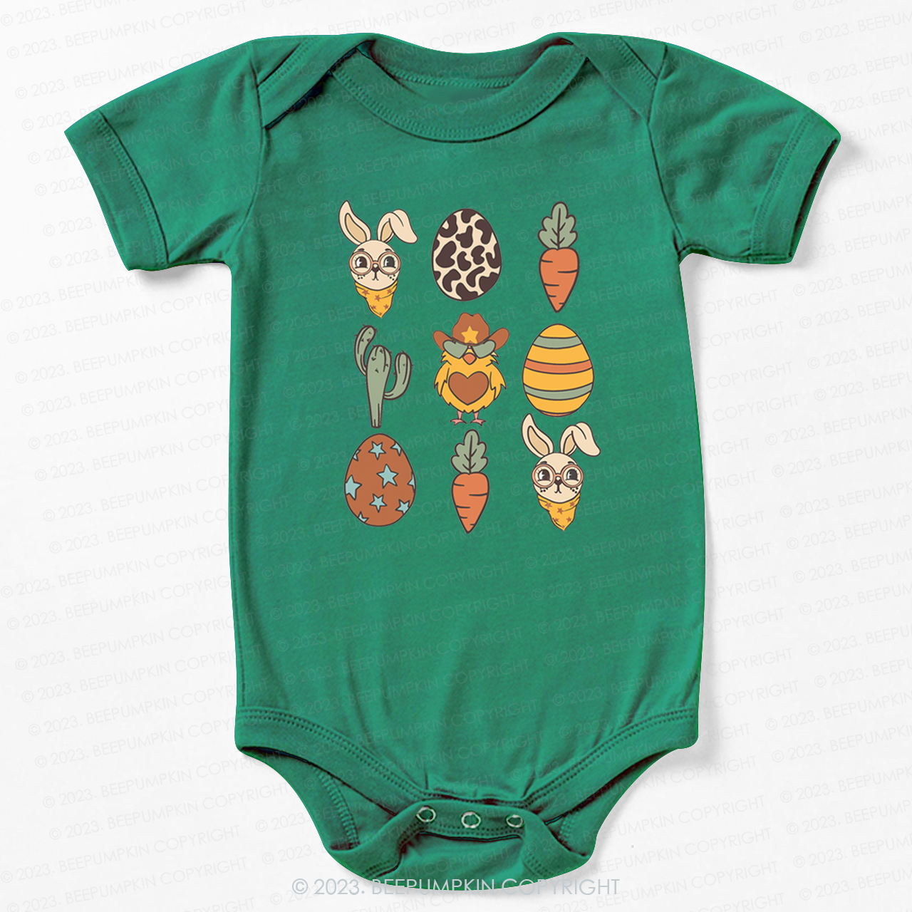 Hoppy Western Easter Carrot Eggs Bodysuit For Baby