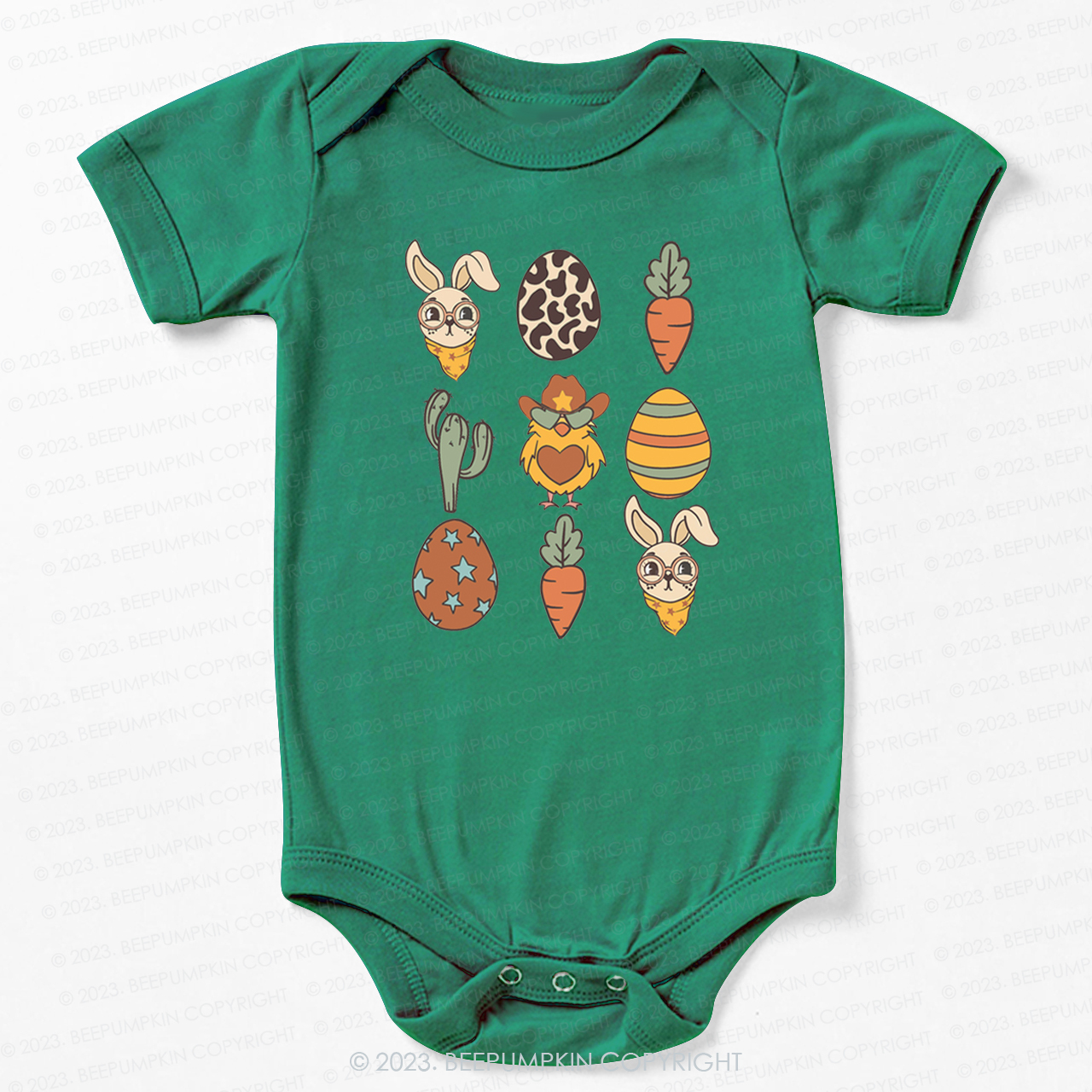 Hoppy Western Easter Carrot Eggs Bodysuit For Baby