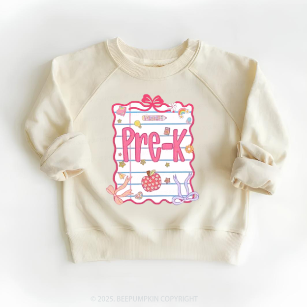 Personalized Pink Bow Grade Kid's Sweatshirt