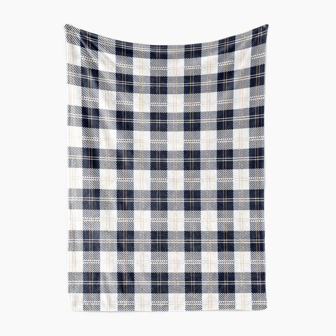 Classic Gray Blue Plaid Blanket-Milk Chocolate
