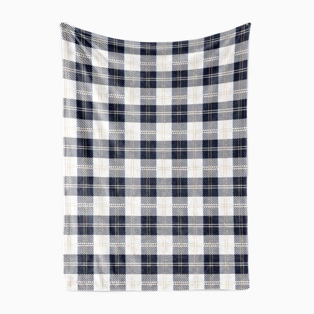 Classic Gray Blue Plaid Blanket-Milk Chocolate