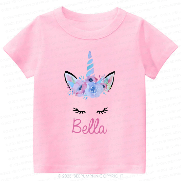  Personalized Unicorn Face Flutter Kids Shirt