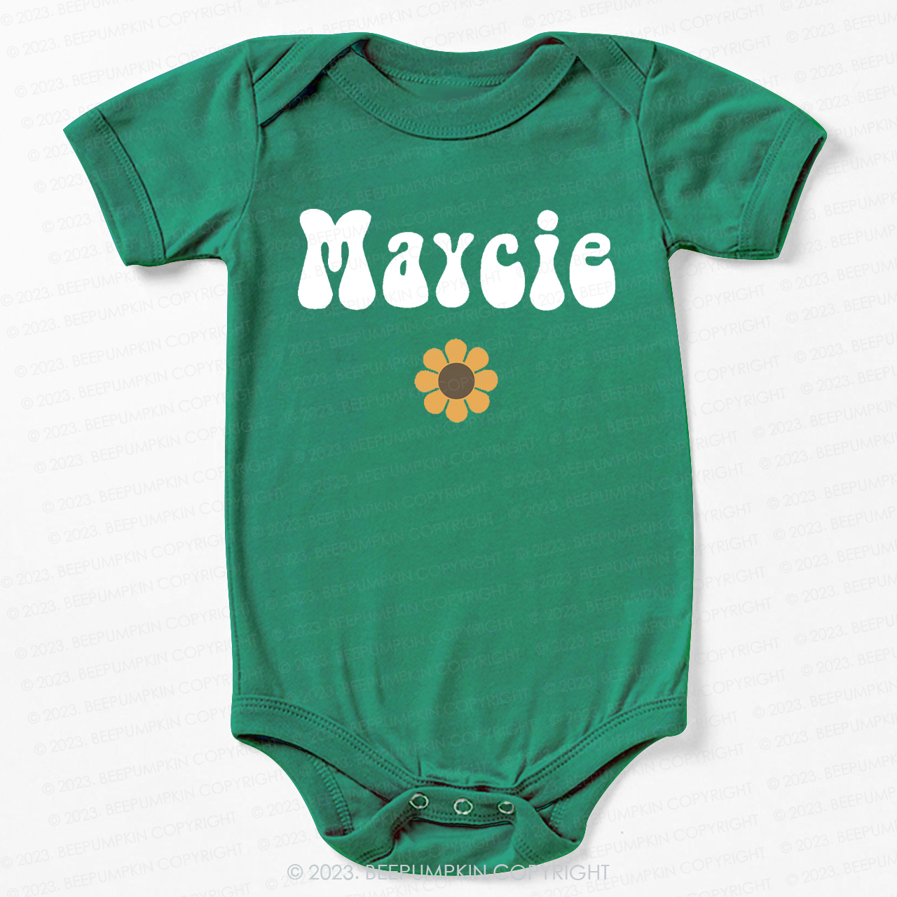 Retro Yellow Flower Natural Bodysuit For Baby