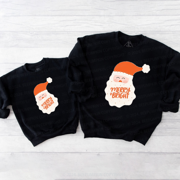 Merry & Bright Santa Christmas  Family Christmas Sweatshirt