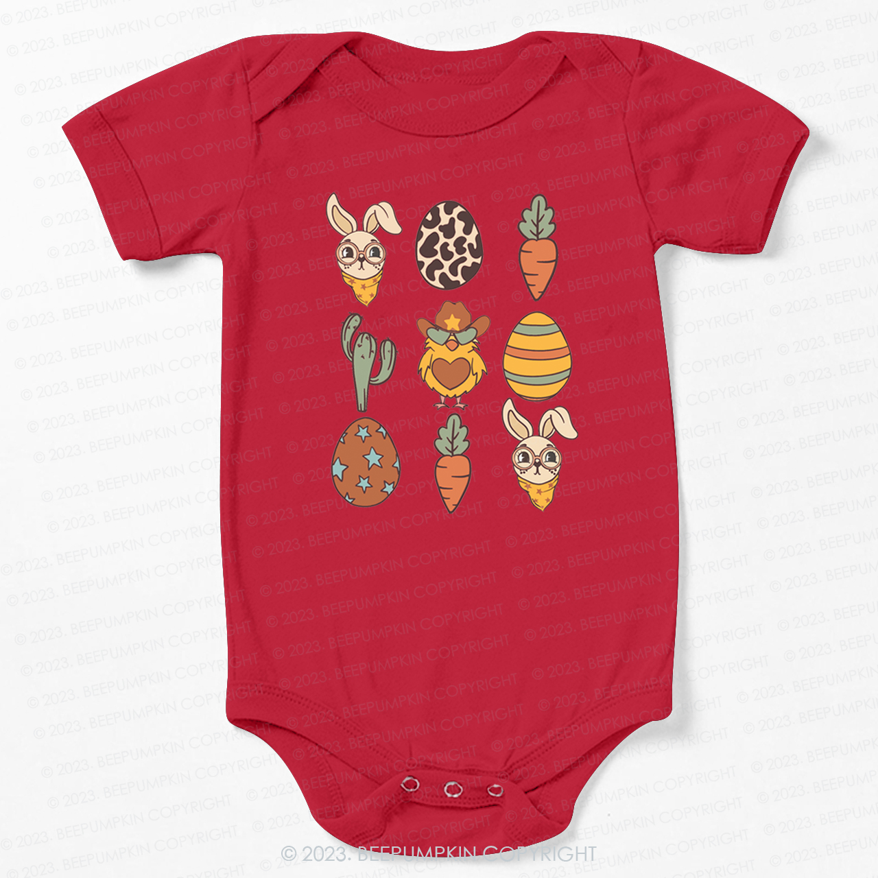 Hoppy Western Easter Carrot Eggs Bodysuit For Baby
