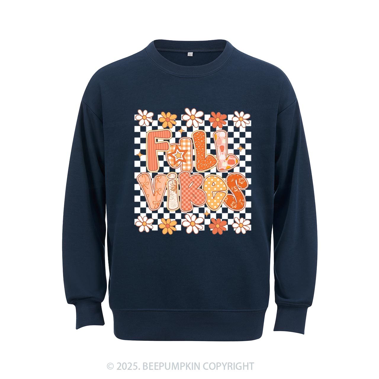 Floral Fall Checkered Sweatshirt Beepumpkin