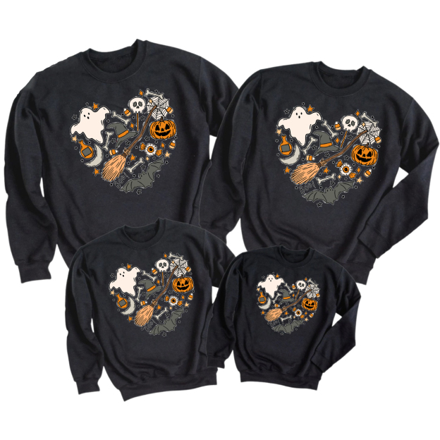 Happy Halloween Heart Doodles Sweatshirt For Family