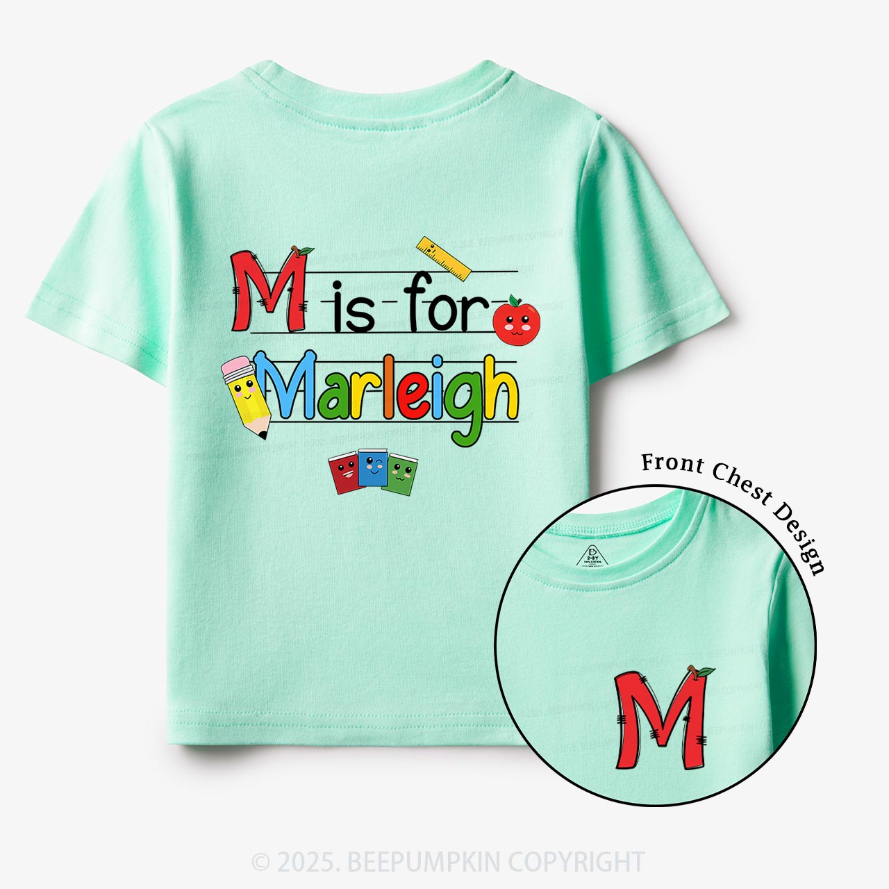 Personalized Kids Color Name Back To School Toddler&Kid's Tees Beepumpkin