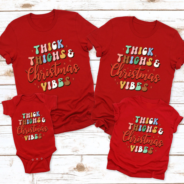 Thick Things Christmas Vibes Family Matching Shirt