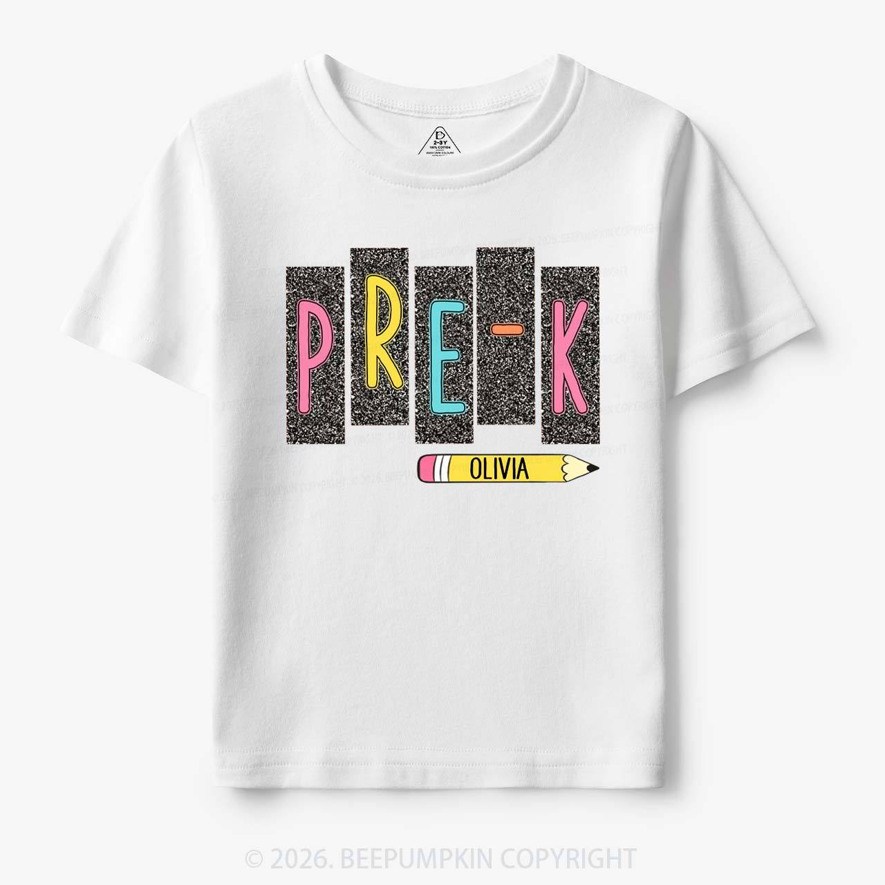 Personalized Name Preppy Daisy Floral Back to School Toddler&Kid's Tees