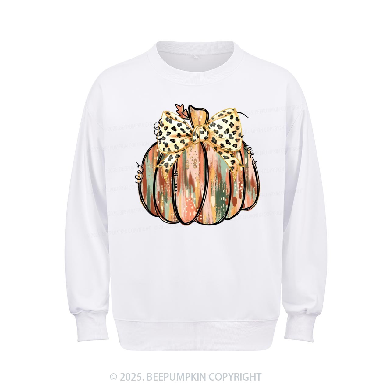 Colorful Coquette Gold Glitter Pumpkin Sweatshirt Beepumpkin