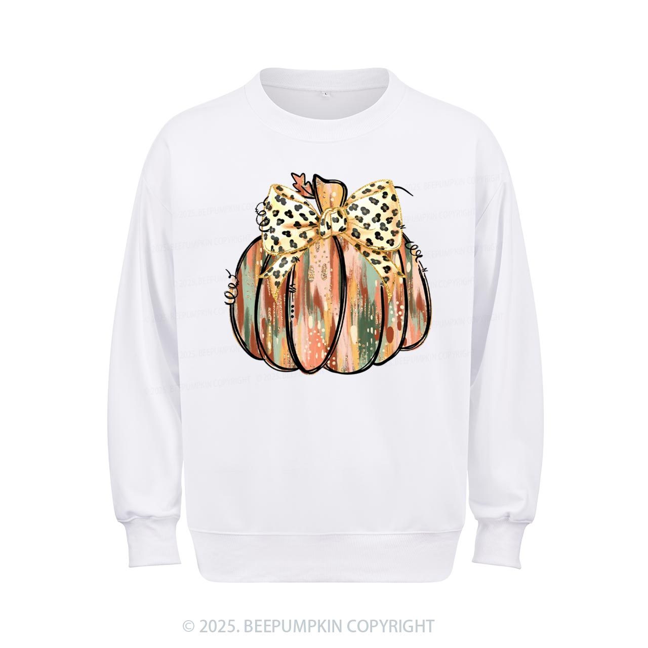 Colorful Coquette Gold Glitter Pumpkin Sweatshirt Beepumpkin