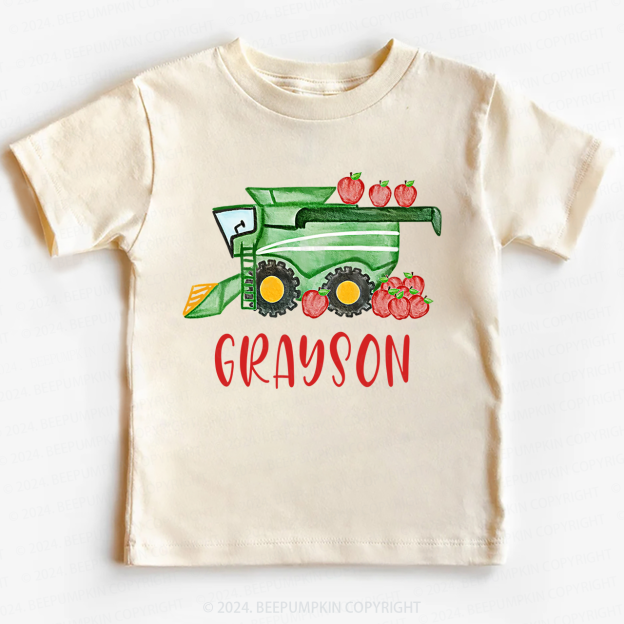 Personalized Tractor And Apple Back To School T-shirt