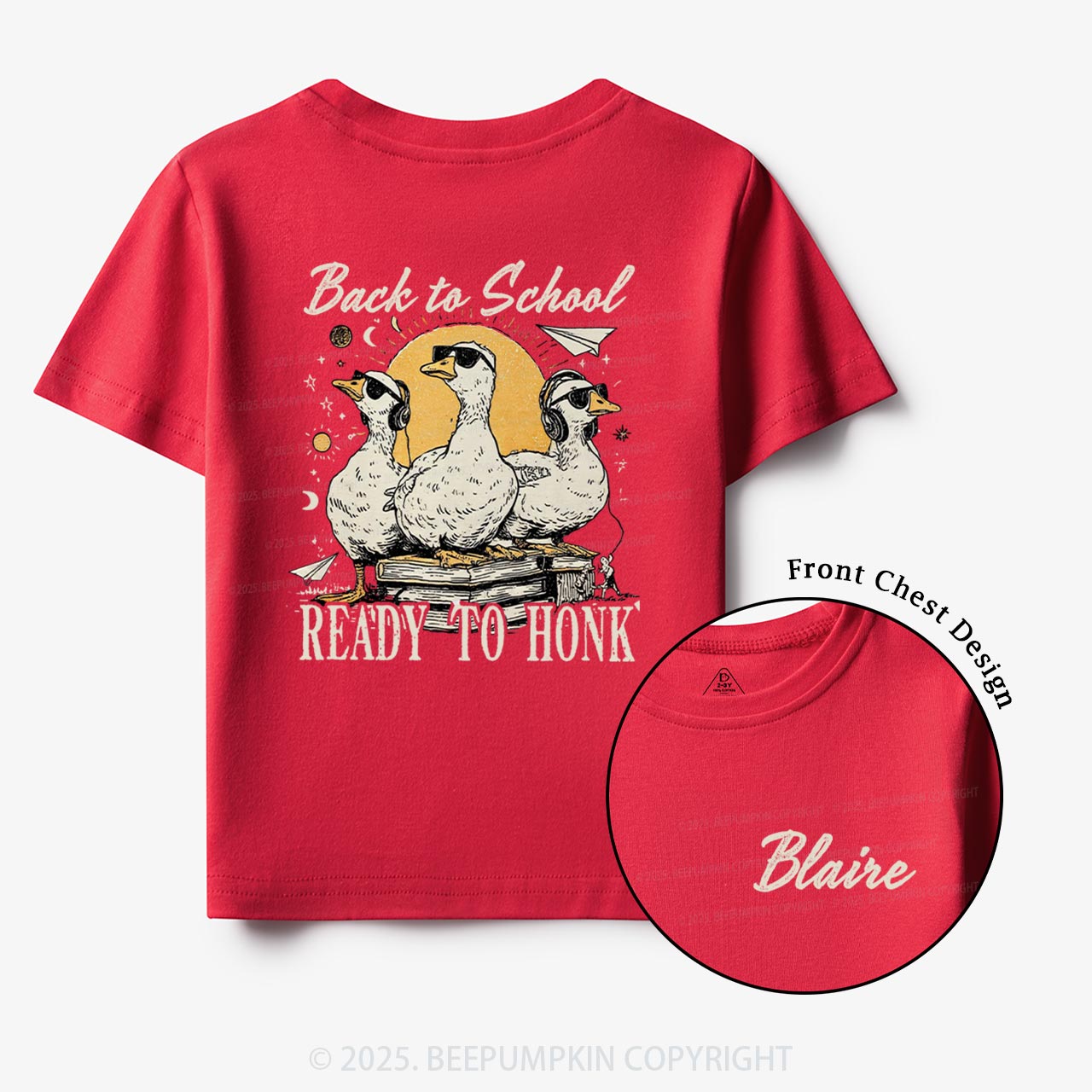 Personalized Back To School Ready To Honk Toddler&Kid's Tees Beepumpkin