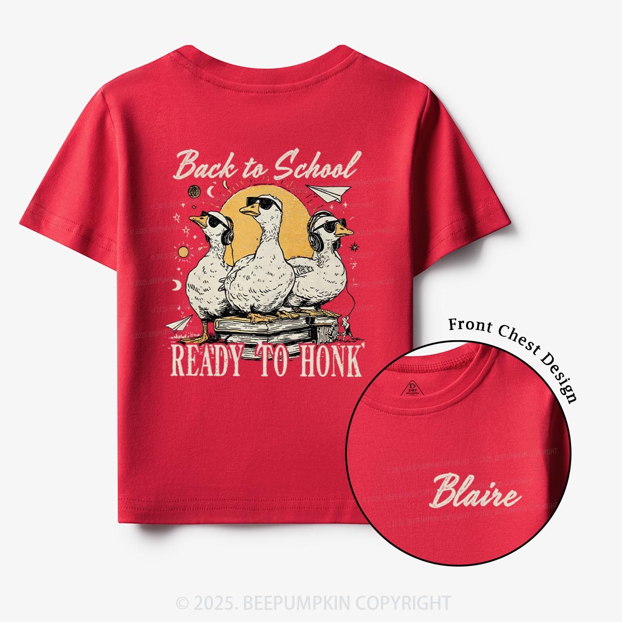 Personalized Back To School Ready To Honk Toddler&Kid's Tees Beepumpkin