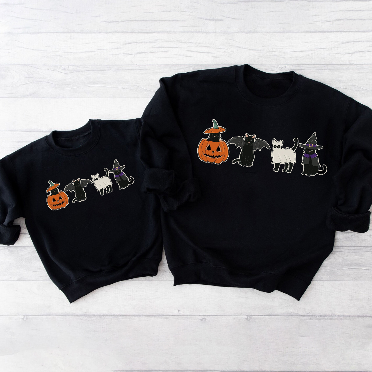 Spooky Season Ghost Cat Halloween Sweatshirt  For Family