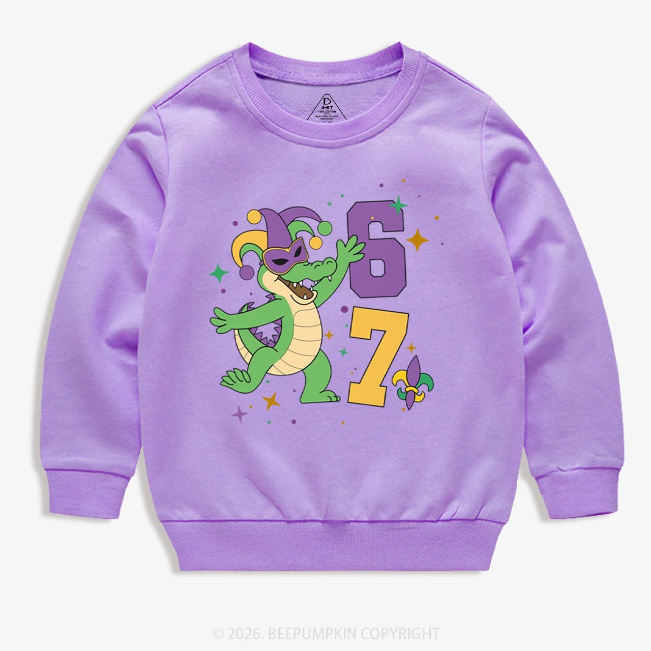 Mardi Gras Alligator 67 Kid's Sweatshirt