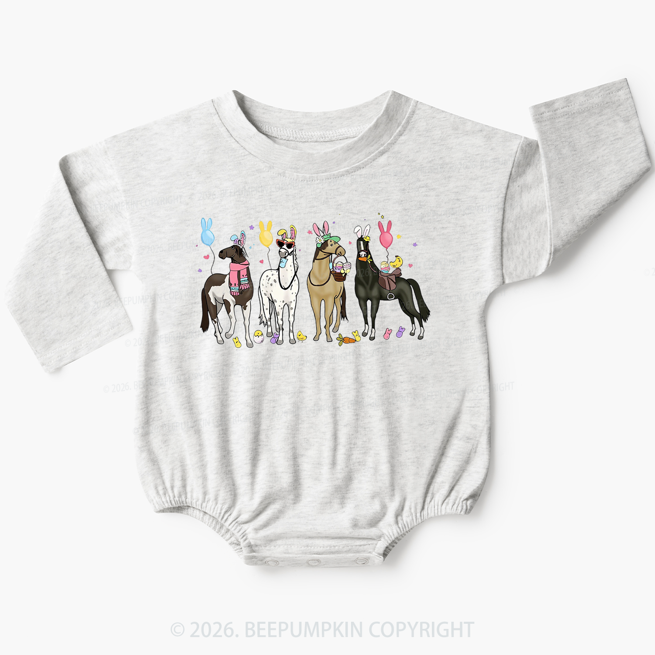 Funny Horse Easte Baby Bubble Romper