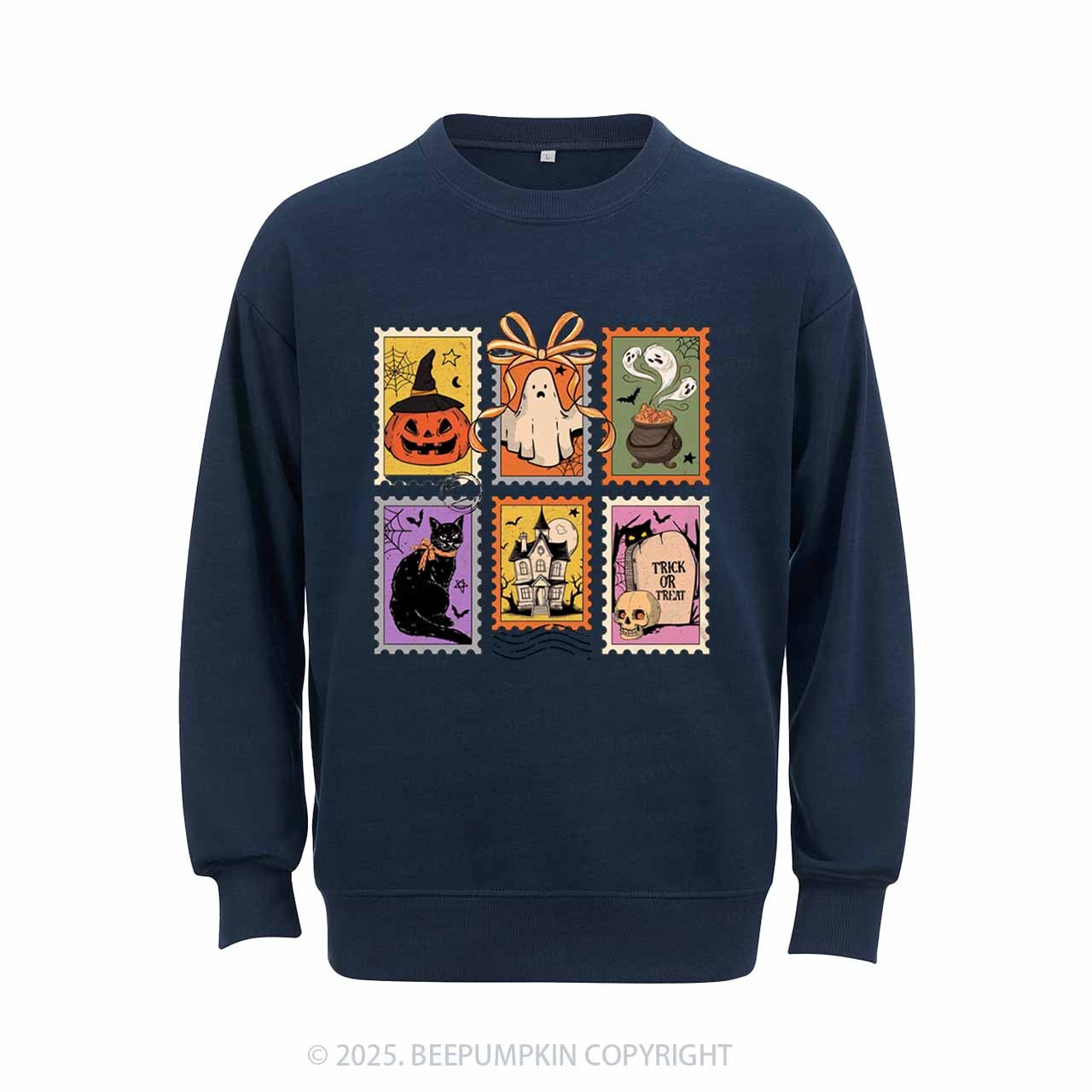 Retro Halloween Cat Ghost Sweatshirt Beepumpkin