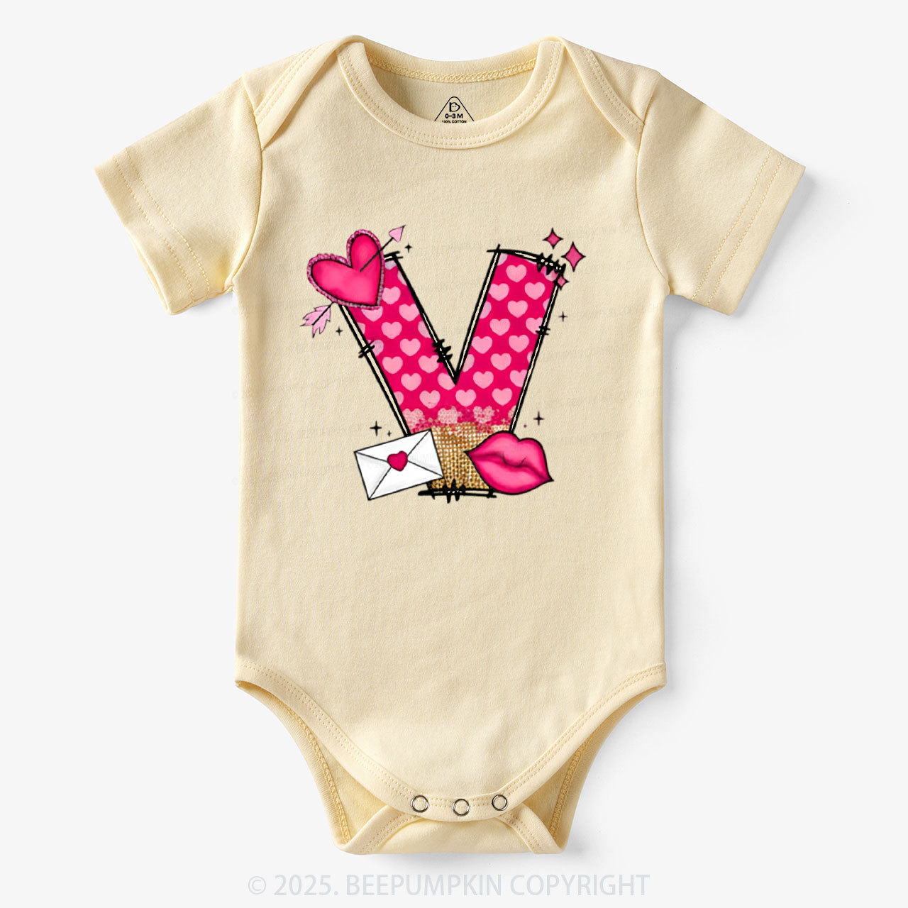 Personalized Valentine's Day Pink Hearts Bodysuit Beepumpkin