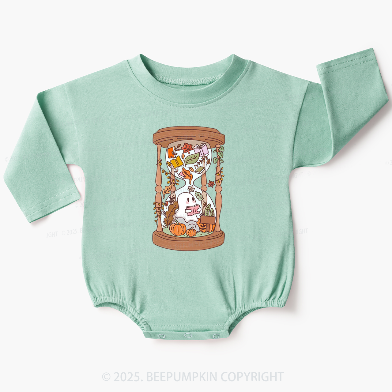 Autumn Fall Cosy Bookish Ghoul Baby Bubble Romper Beepumpkin